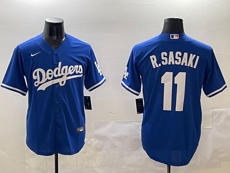 Men Los Angeles Dodgers #11 R.Sasaki Blue Game 2025 Nike MLB Jersey style 1